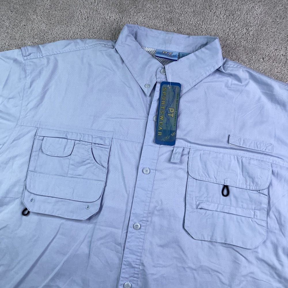 NEW PT Sportswear Shirt Men 2XL Blue Fishing Vented Utility Outdoors Performance